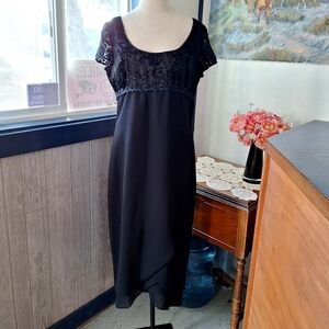 Vintage Niki Crepe Dress With Velvet Accents Shift Size 14, RN#75308